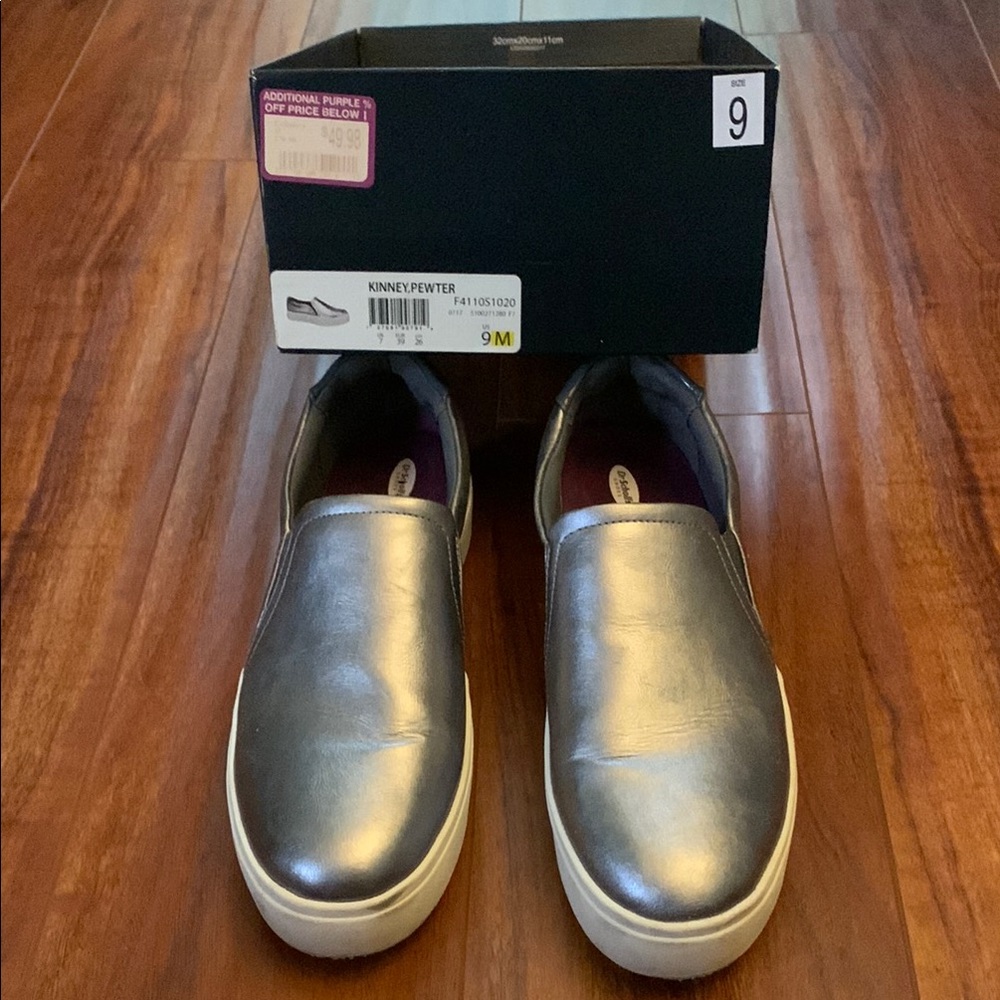 Dr. Scholl’s Slip Ons Kinney Pewter- Sz 9
